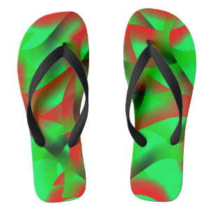 Kalkgroene en heldere rode rimpels, met schaduw? teenslippers