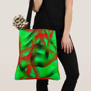 Kalkgroene en heldere rode rimpels, met schaduw? tote bag