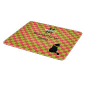 Kalkgroene en koraalroze gekleurde cheques snijplank (Hoek)