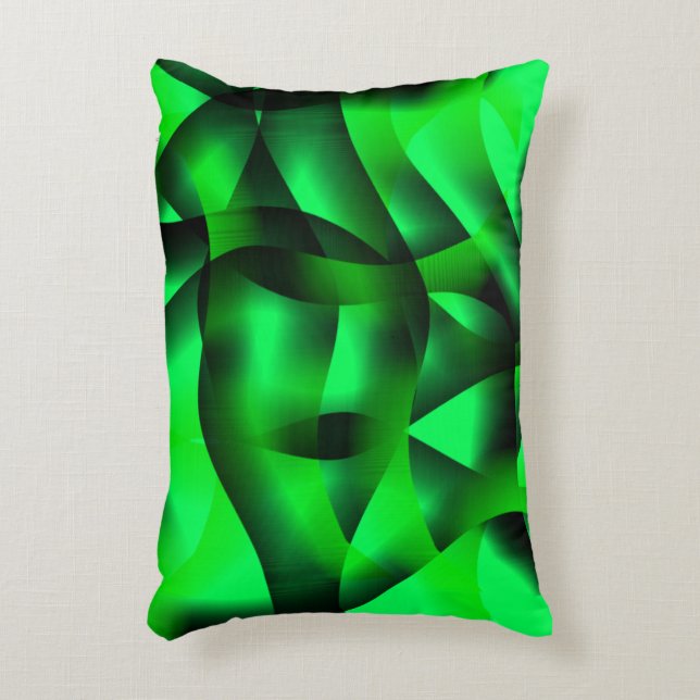 Kalkgroene en zwarte golflengte, met schaduw? accent kussen (Voorkant(Verticaal))