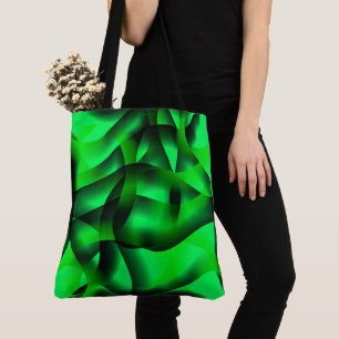 Kalkgroene en zwarte golflengte, met schaduw? tote bag