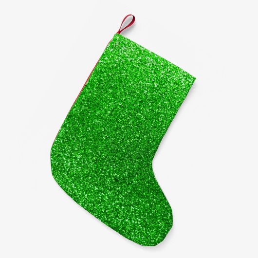 Kalkgroene glitter kleine kerstsok (Voorkant (Hangend))