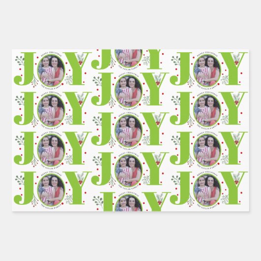 Kalkgroene joe en kerstfeestfoto's voor bessen inpakpapier vel (Voorkant 3)