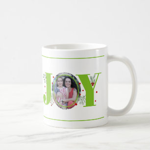 Kalkgroene Joy met kerstfoto met bessen Koffiemok
