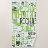 kalkgroene naam typografie strandlaken (Voorkant)