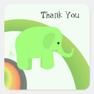 Kalkgroene Olifant Bedankt Vierkante Sticker