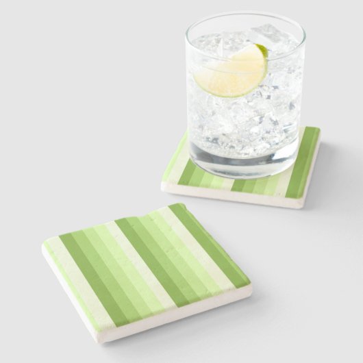 Kalkgroene schaduwstrepen stenen onderzetter (Zijkant)