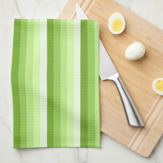 Kalkgroene schaduwstrepen theedoek (Quarter Fold)