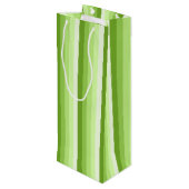Kalkgroene schaduwstrepen wijn cadeautas (Achterkant Gekanteld)