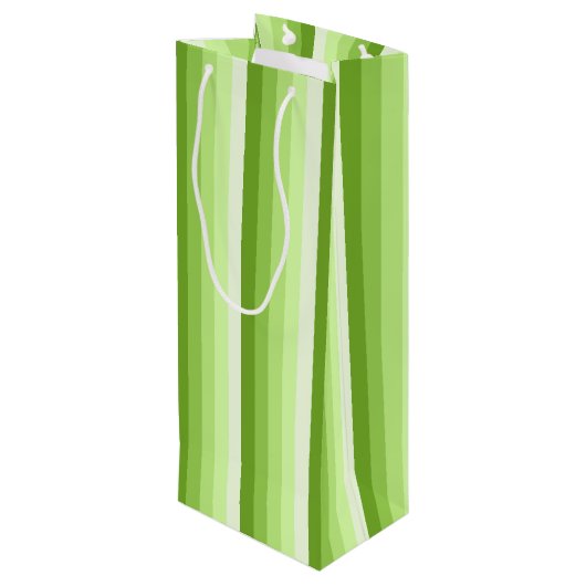 Kalkgroene schaduwstrepen wijn cadeautas (Achterkant Gekanteld)