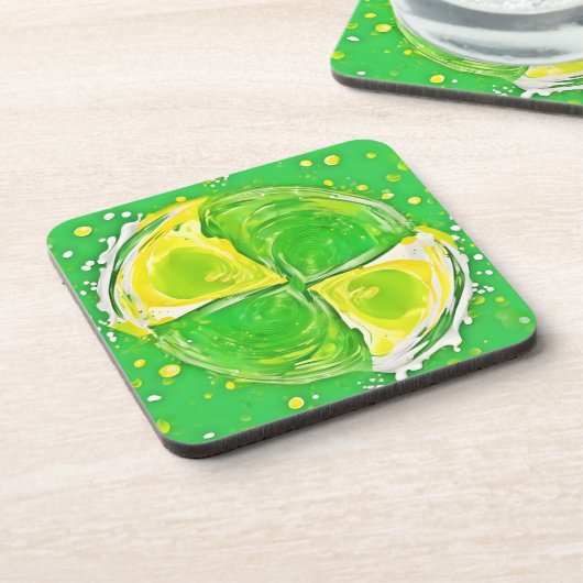 kalkgroene spiraal bier onderzetter (Linkerzijde)