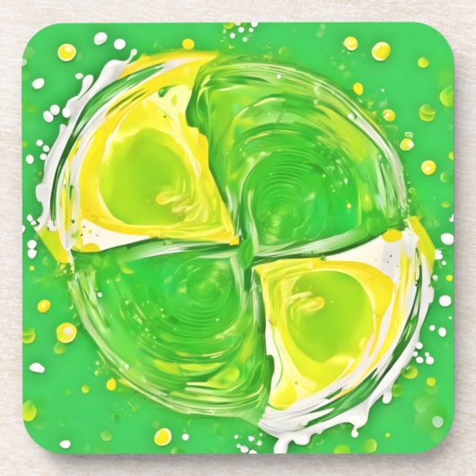 kalkgroene spiraal bier onderzetter (Voorkant)