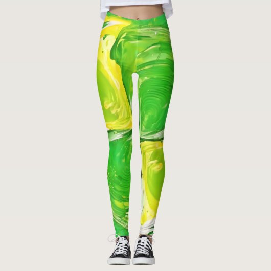 kalkgroene spiraal leggings (Voorkant)