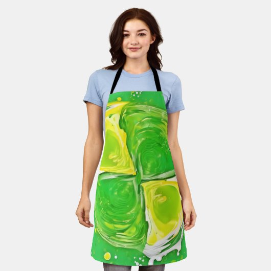 kalkgroene spiraal schort (Gedragen)