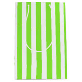 Kalkgroene strepen en witte snoepjes medium cadeauzakje (Voorkant)