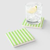 Kalkgroene strepen en witte snoepjes stenen onderzetter (Zijkant)