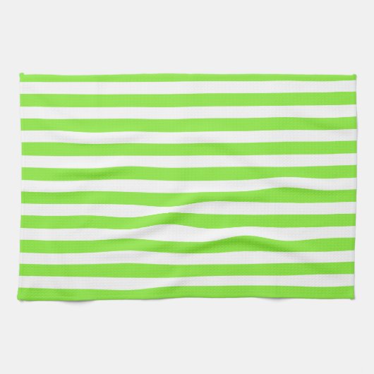 Kalkgroene strepen en witte snoepjes theedoek (Horizontaal)