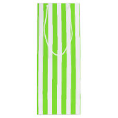 Kalkgroene strepen en witte snoepjes wijn cadeautas (Achterkant)