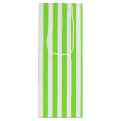 Kalkgroene strepen en witte snoepjes wijn cadeautas (Voorkant)