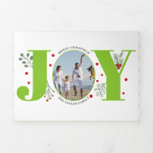 Kalkgroene vreugde en kerstfeestfoto's met bessen drieluik wenskaart (Cover)