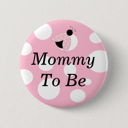 Kalkhoudende mammie om roze en wit Baby shower te  Ronde Button 5,7 Cm (Voorkant)