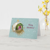 Kalkkotelvogel nesten in ornament kaart (Gele Bloem)