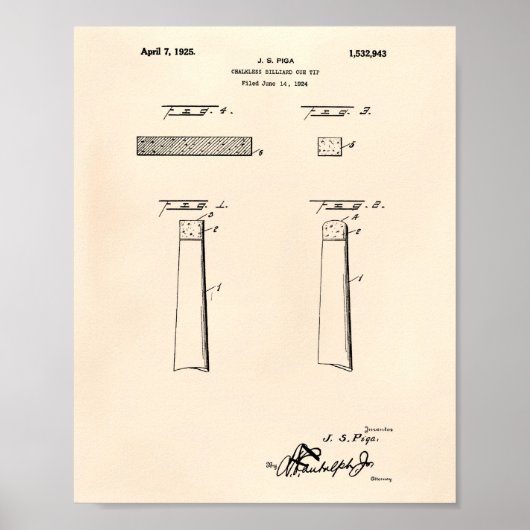 Kalkless Billiard Cue Tip 1925 - Old Peper Poster (Voorkant)