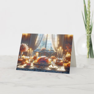 Kalkoen als centerpiece voor Thanksgiving Kaart