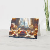 Kalkoen als centerpiece voor Thanksgiving Kaart (Voorkant)