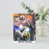 Kalkoen Biker Grappig Briefkaart (Staand voorkant)