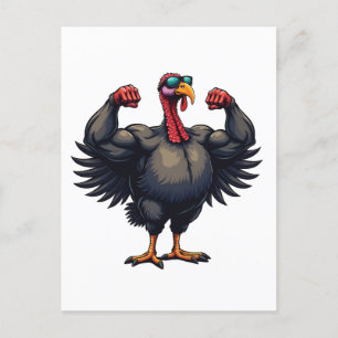 Kalkoen Bodybuilding Thanksgiving Day Sportschool Aankondigingskaart