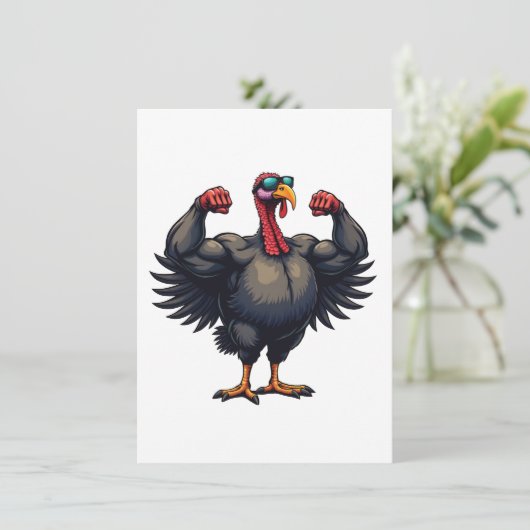 Kalkoen Bodybuilding Thanksgiving Day Sportschool  Kaart (Staand voorkant)