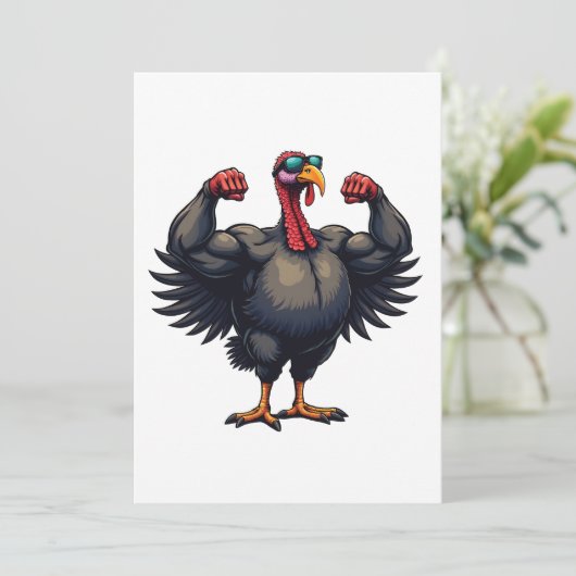 Kalkoen Bodybuilding Thanksgiving Day Sportschool  Kaart (Staand voorkant)