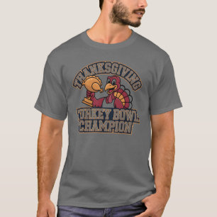 Kalkoen Bowl Kampioen Spel Dag Eten Voetbal Pret T-shirt