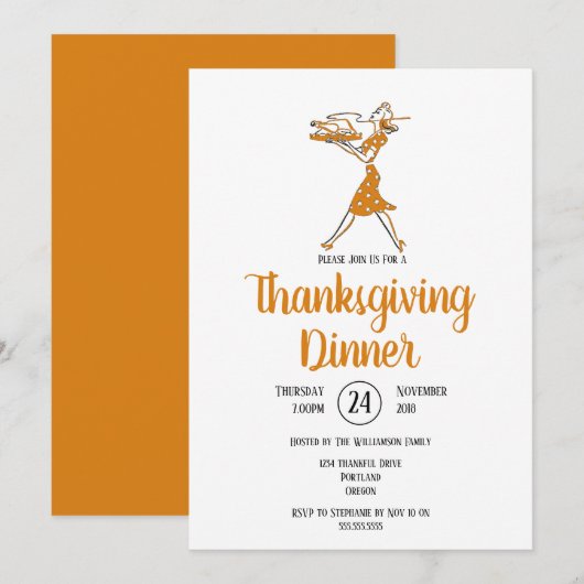 Kalkoen Braden Retro Thanksgiving-diner Kaart (Voorkant / Achterkant)