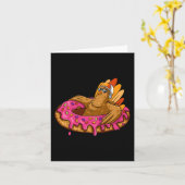 kalkoen chillen op donut Thanksgiving dag leuke He Kaart (Gele Bloem)