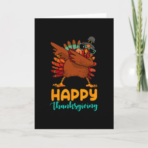 Kalkoen Dabbing Gelukkig Thanksgiving Day Pelgrim Kaart
