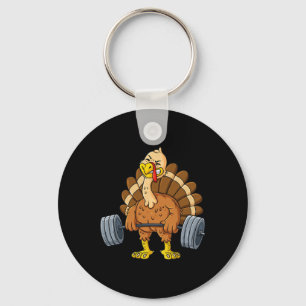 Kalkoen Deadlift Pret Kerstmis Fitness Weeg Sleutelhanger