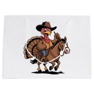 Kalkoen die op een paard rijdt Cowboy Kalkoen than Groot Cadeauzakje