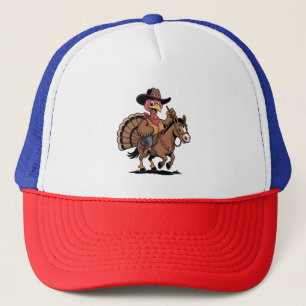 Kalkoen die op een paard rijdt Cowboy Kalkoen than Trucker Pet