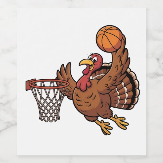 Kalkoen dompelend basketbal sport Thanksgiving lie Wijn Etiket (Enkel label)