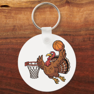 Kalkoen dompelende basketbalsport Thanksgiving lie Sleutelhanger