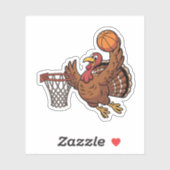Kalkoen dompelende basketbalsport Thanksgiving lie Sticker (Vel)