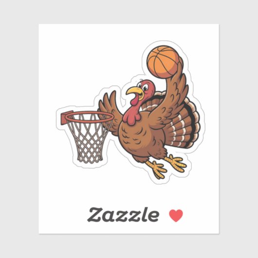 Kalkoen dompelende basketbalsport Thanksgiving lie Sticker (Vel)