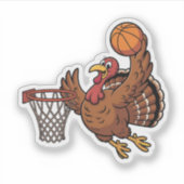 Kalkoen dompelende basketbalsport Thanksgiving lie Sticker (Voorkant)