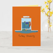 Kalkoen Dressing Grappige Thanksgiving Kaart (Gele Bloem)