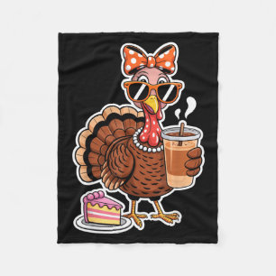 Kalkoen drinkt koffie Boog Thanksgiving Dames Turk Fleece Deken