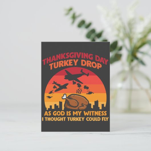 Kalkoen Drop Thanksgiving Day God is mijn getuige Briefkaart (Staand voorkant)