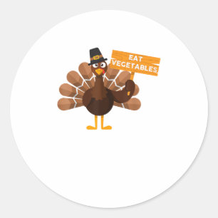Kalkoen Eet Groenten - Grappige Veganistische Than Ronde Sticker