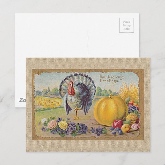 kalkoen en groet briefkaart (Voorkant / Achterkant)